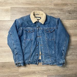 Vintage Wrangler Sherpa mens large denim button up jacket